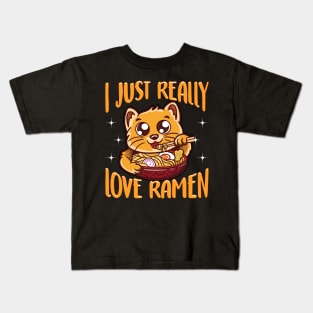 Cute & Funny I Just Really Love Ramen Anime Cat Kids T-Shirt